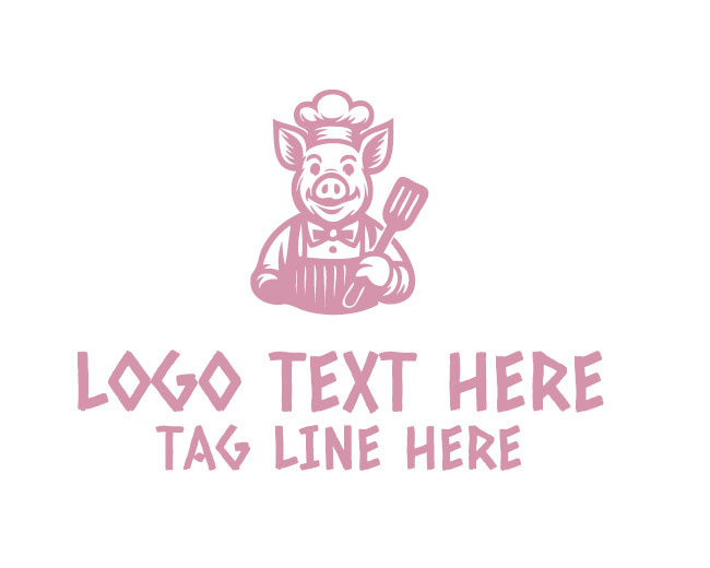 Cute Chef Piggy Logo