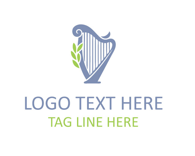  Vintage Floral Harp Logo