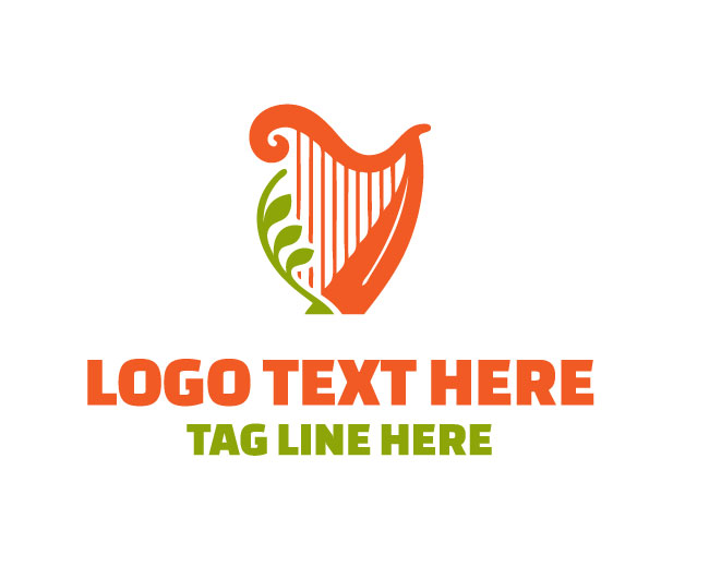 Elegant Leaf Harp Logo