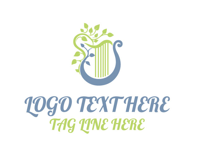 Vintage Floral Harp Leaf Logo