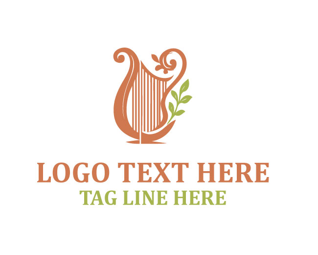 Modern Floral Harp Leaf Logo