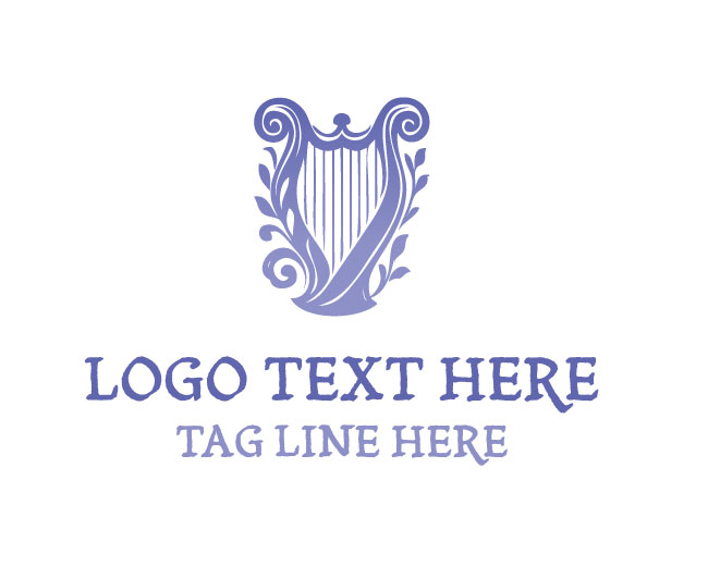Elegant Floral Melody Harp Logo