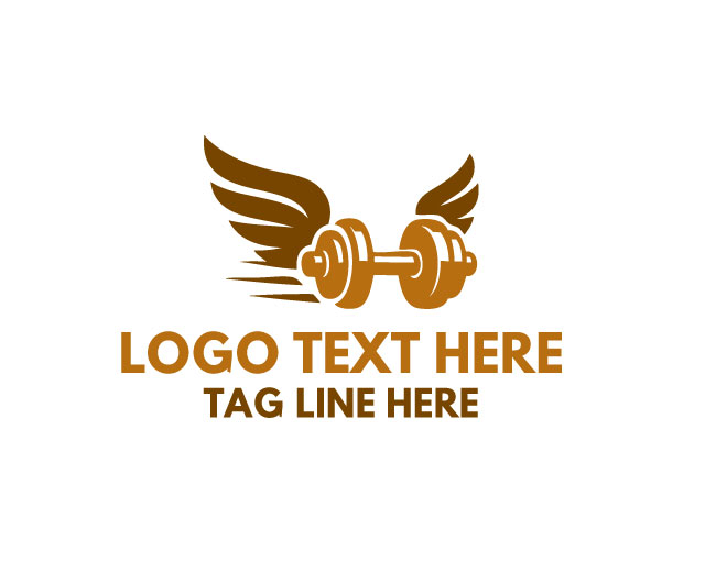 Fitness Dumbbell Wings Logo