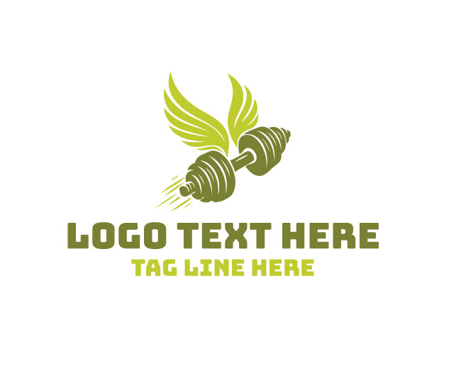 Fitness Dumbbell Wings Logo