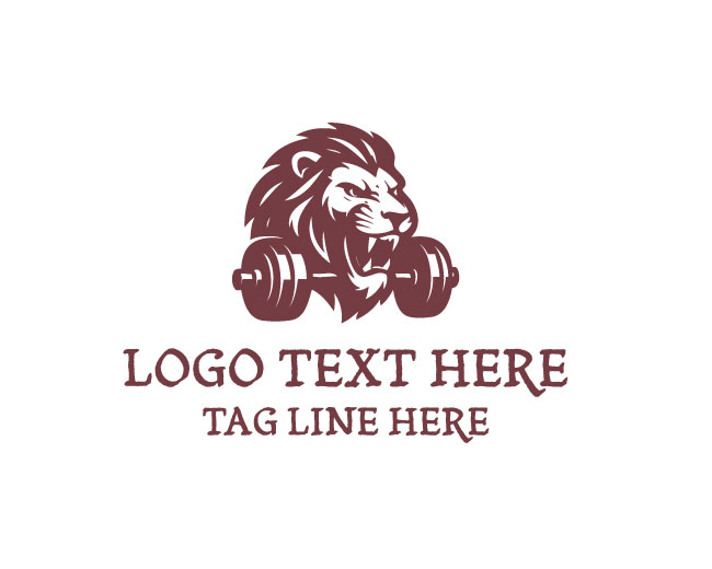 Fitness Lion Dumbbell Logo