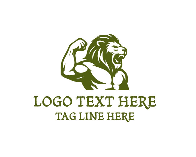 Fitness Muscle Lion Logo