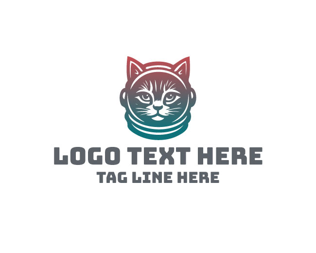 Space Cat Minimal Logo