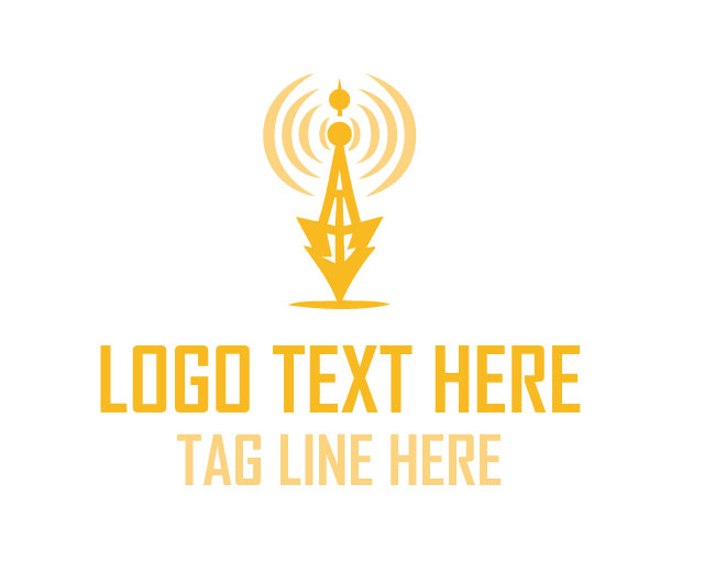 Professional Radio Signal Tower Logo 