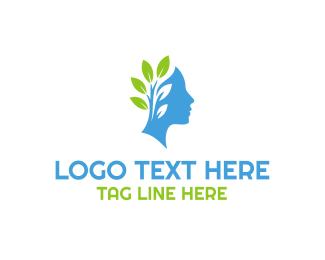 Leaf Human Head Organic Brain Logo