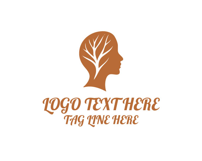 Leaf Human Head Organic Intelligence Logo
