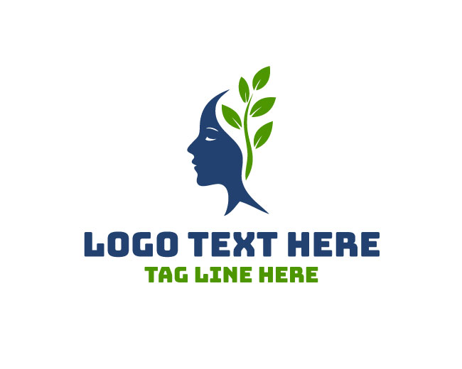 Leaf Human Head Eco Harmony Logo