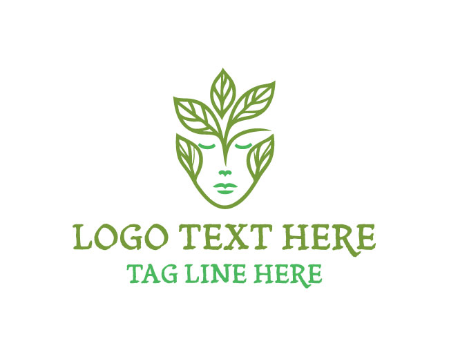 Leaf Human Head Eco Thinking Symbol Logo