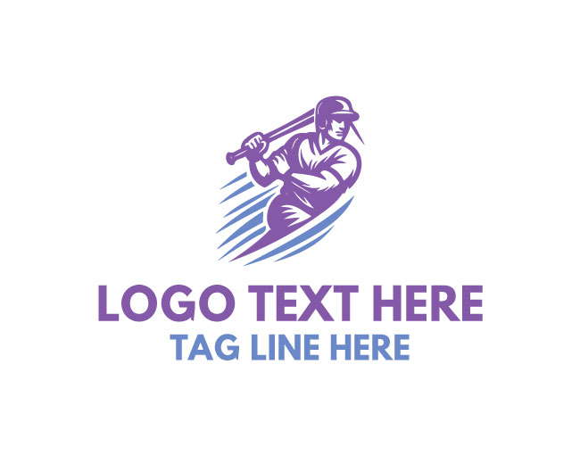Baseball Blue Hit Logo