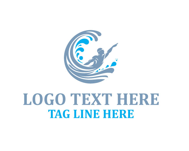 Modern Swimming Wave Logo