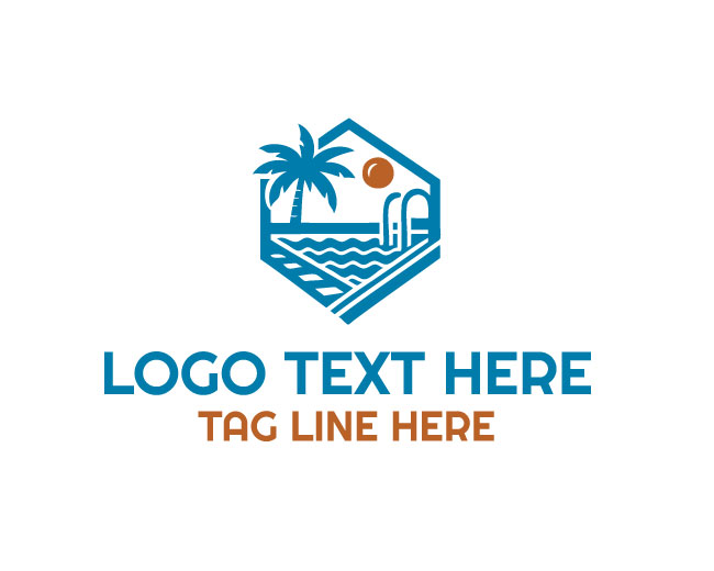  Modern Blue Pool Logo