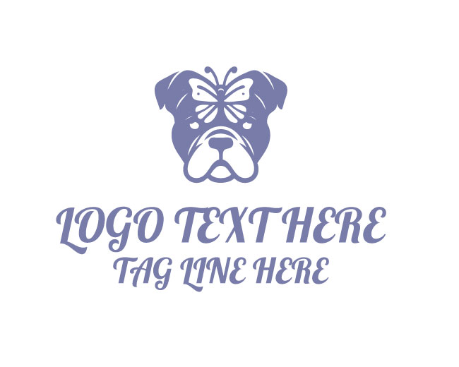 Bulldog Butterfly Minimal Logo