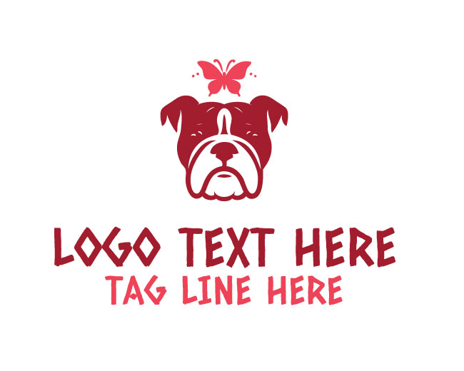 Bulldog Floral Butterfly Logo