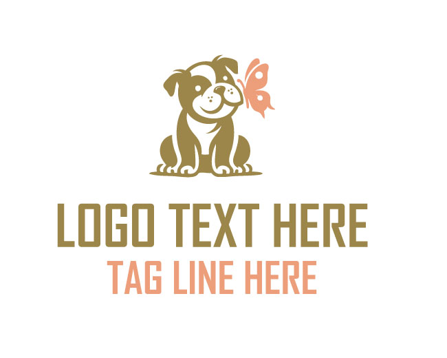 Bulldog Butterfly Art Logo