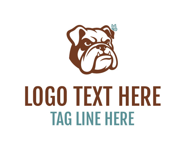 Bulldog Butterfly Icon Logo