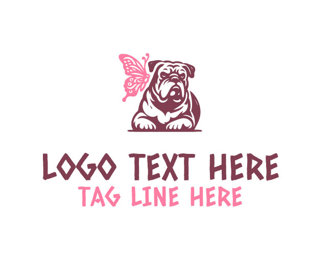 Artistic Bulldog Butterfly Logo