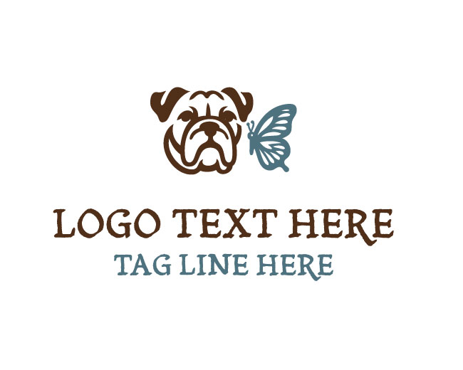 Bulldog Butterfly Silhouette Logo