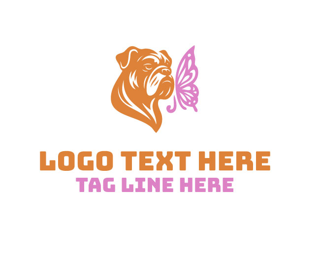 Bulldog Butterfly Geometric Logo