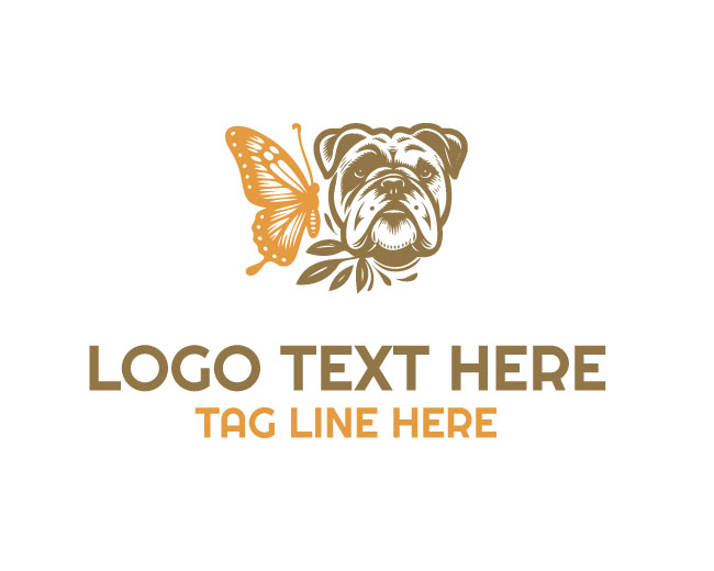 Bulldog Butterfly Creative Logo