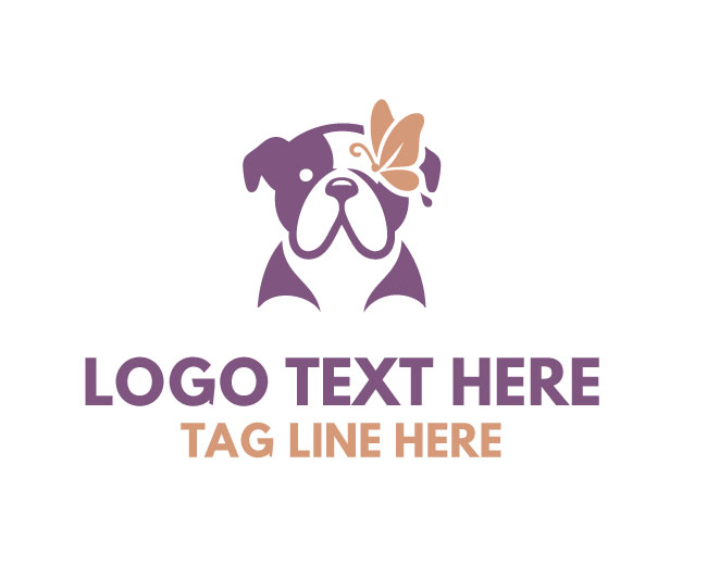 Bulldog Butterfly Pet Logo
