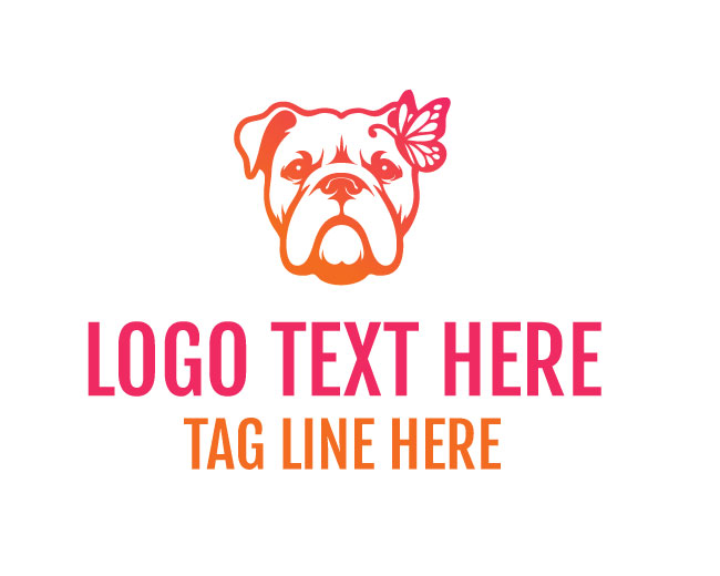 Bulldog Butterfly Wings Logo