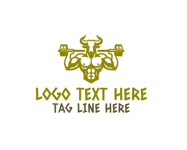 Muscular Bull Warrior Logo