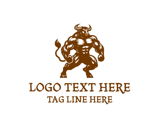 Muscular Bull Raging Logo
