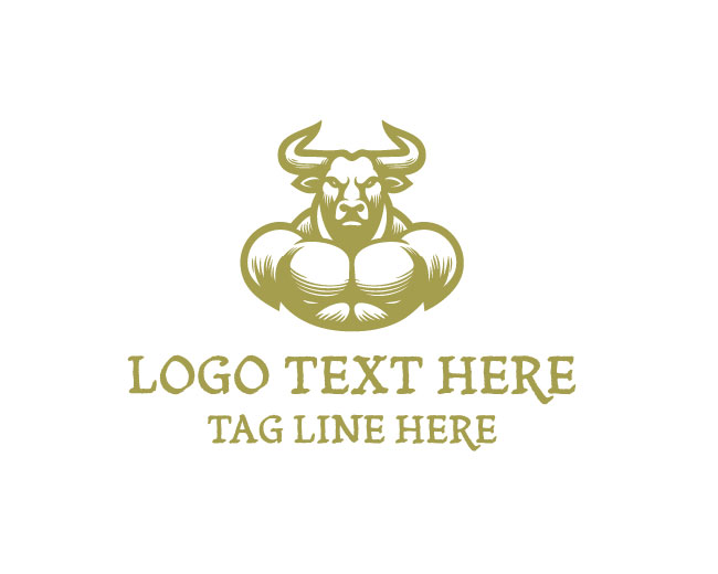 Muscular Bull Champion Logo