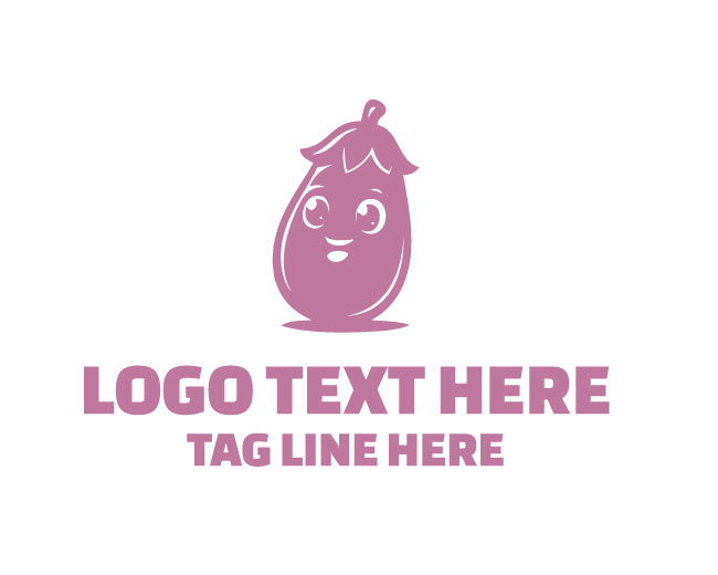 Fresh Cartoon Eggplant Logo