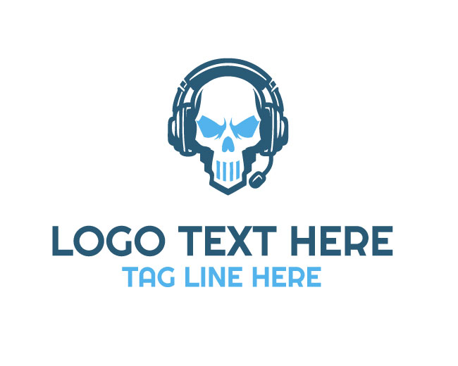 Skull Mascot Headset Logo