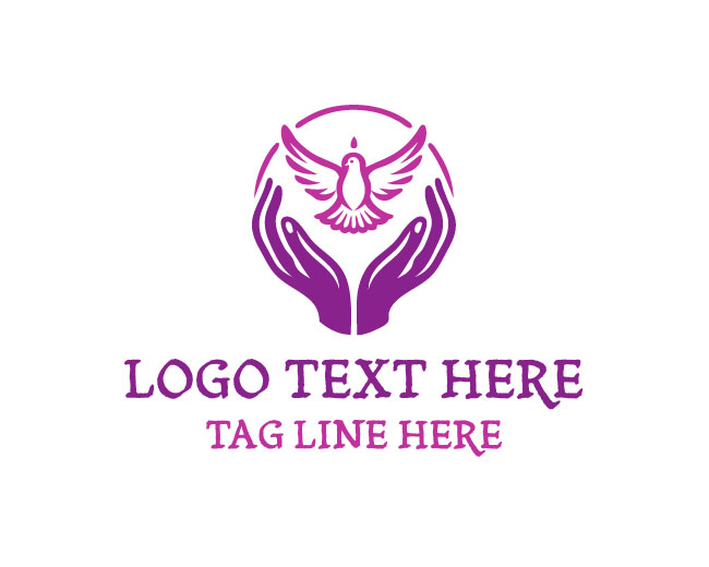 Peaceful Dove Praying Hands Logo