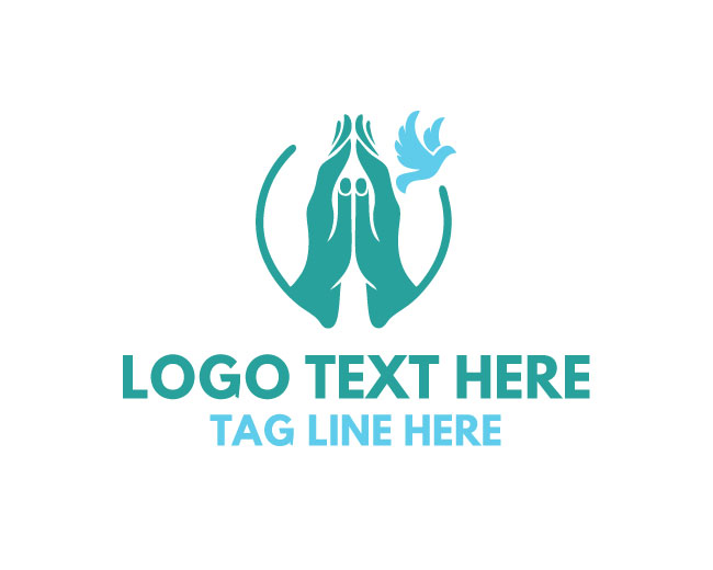 Christian Praying Hands Dove Logo