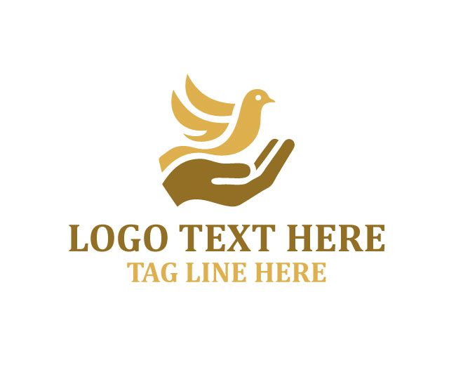 Praying Hands Flying Dove Logo