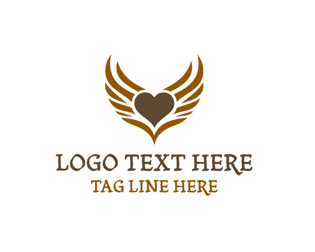Angelic Heart Wings Emblem Logo