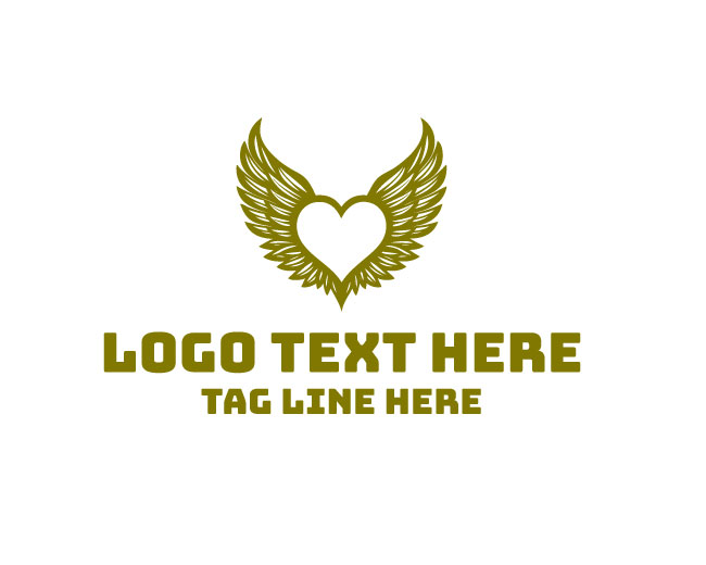 Royal Feather Winged Heart Logo