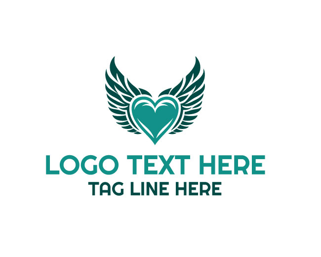  Minimal Angel Wing Heart Logo