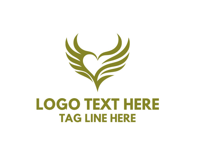 Graceful Angelic Winged Heart Logo