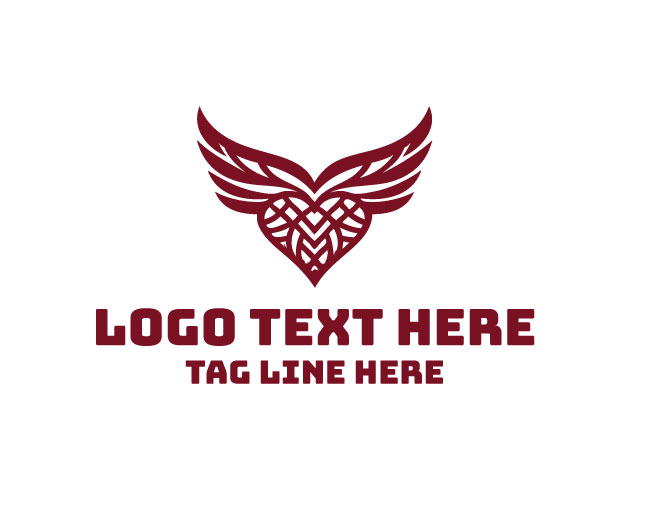 Geometric Royal Winged Heart Logo