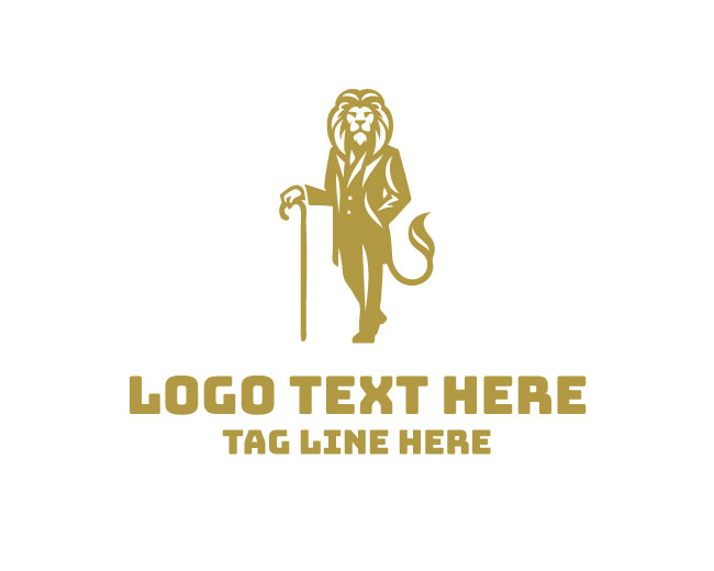 Golden Gentleman Lion Logo