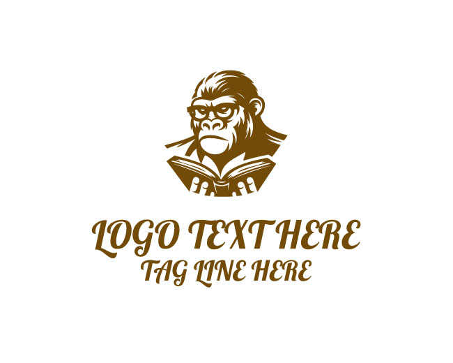  Book Lover Gorilla Logo