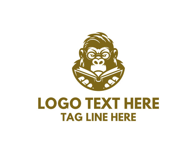 Gorilla Reader Mascot Logo