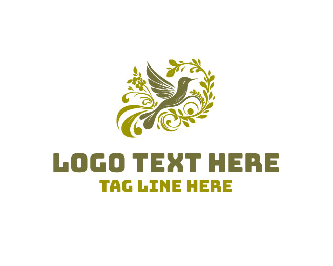 Vintage Floral Bird Logo