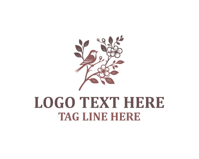  Feminine Floral Bird Logo
