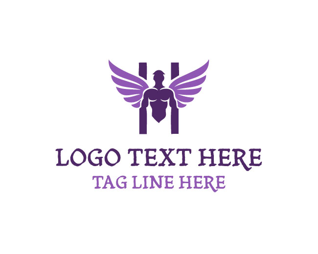  Elegant Letter H Man Wings Logo