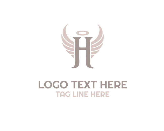 Luxury Gold Letter H Wings Logo