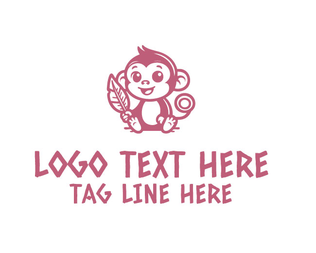 Happy Cute Monkey Logo